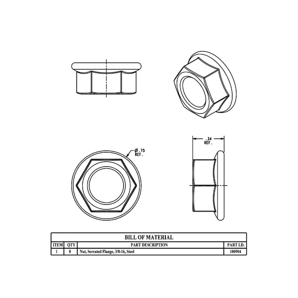Bolt Pack, Subpanel 3/8-16, 8PK